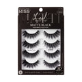 Lash Couture Matte Black Faux Mink False Eyelashes, Strip Lashes, Matte Twill, Black, 4 Pairs