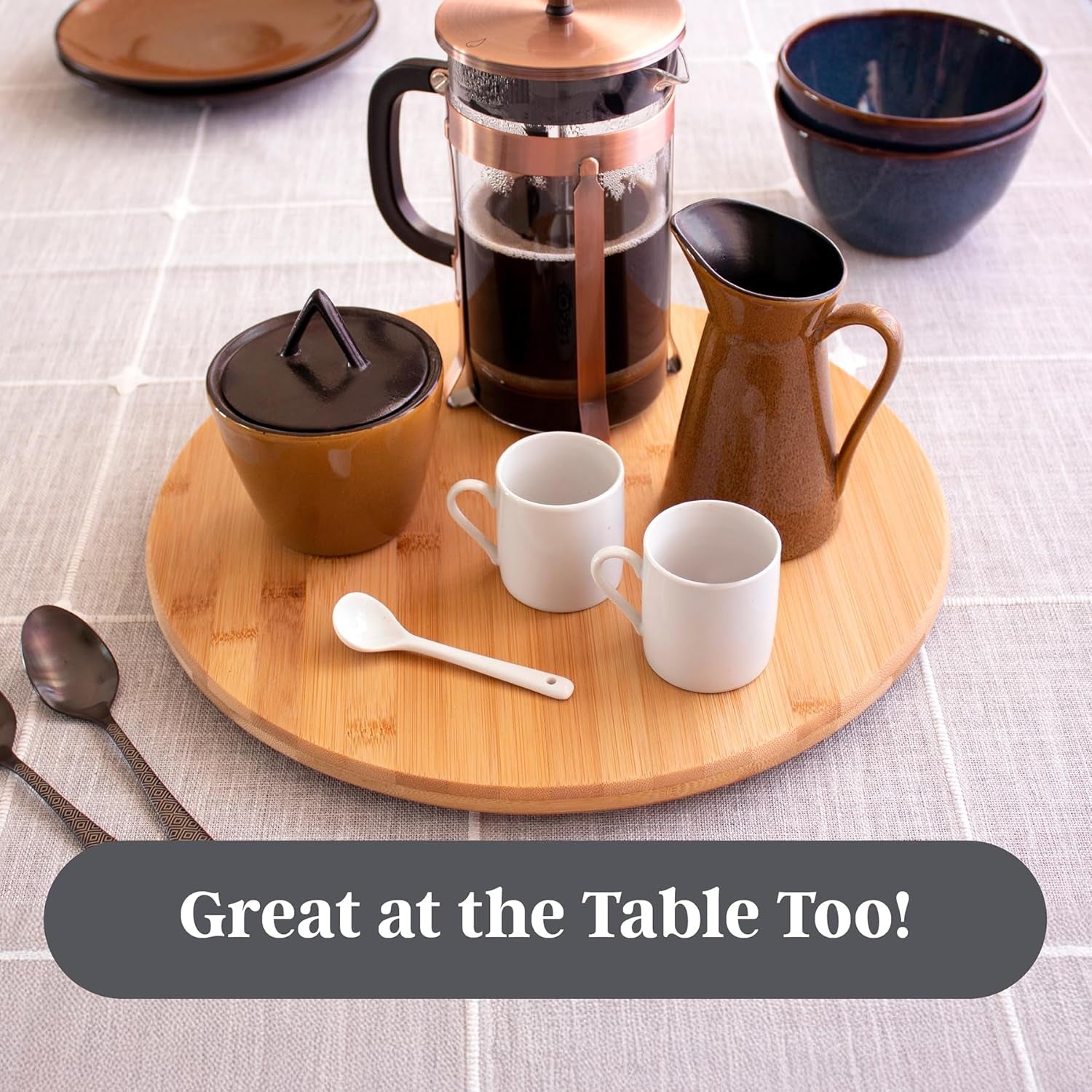 14 Inch Bamboo Lazy Susan Turntable for Kitchen & Table Top | Keep Spices, Sauces, Condiments, and Seasonings within Reach. Sized for Kitchen Cabinets, Pantries, Counters, and Table Tops.
