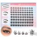 Manga Self Adhesive Eyelashes Natural Look 8-14MM Wispy Pre Glued Eyelashes Clusters Anime Lashes Clusters Wispy Reusable Self Adhesive Lash Clusters with Spiky by