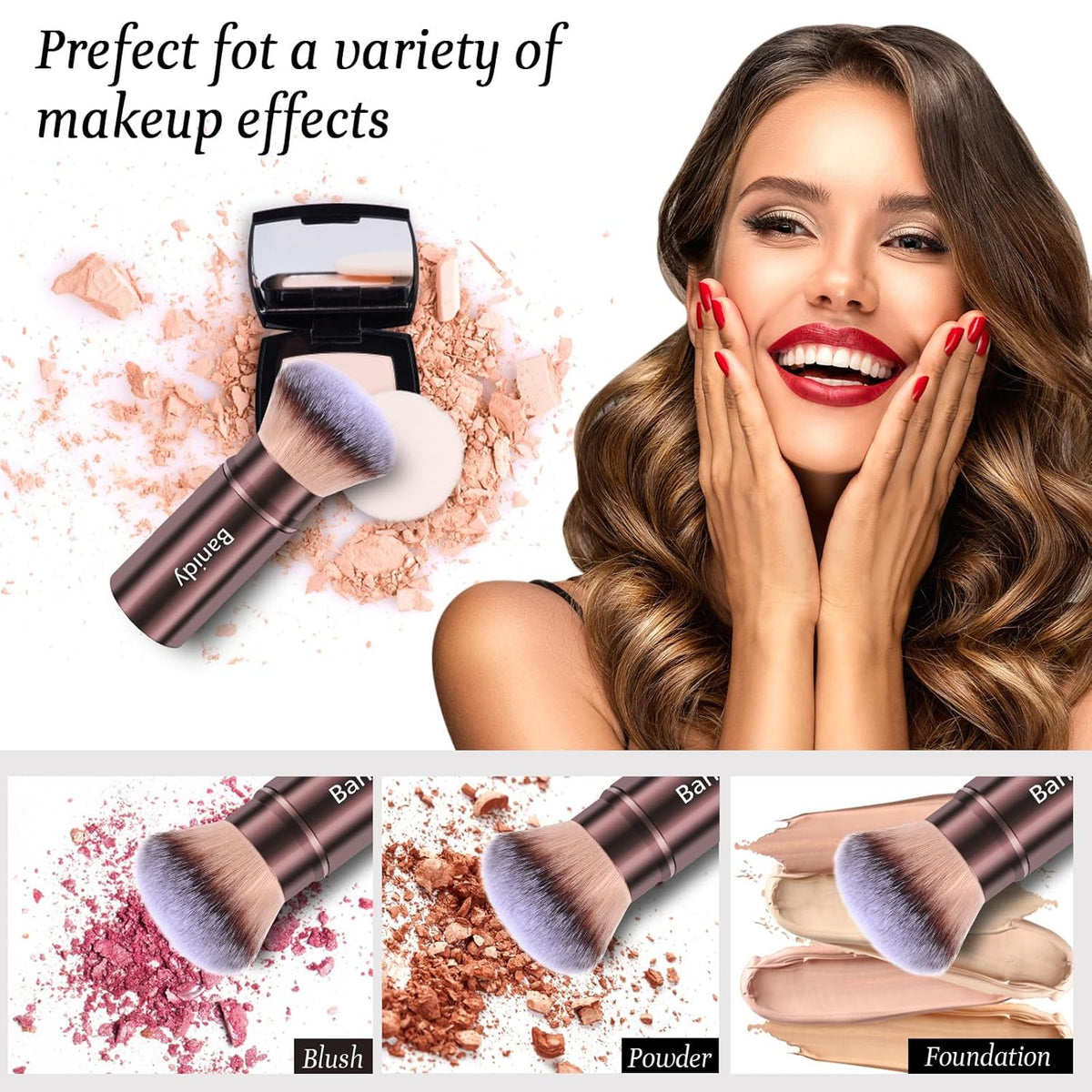 Makeup Brush Kabuki Retractable Face Brushes Travel Portable Blush Brush