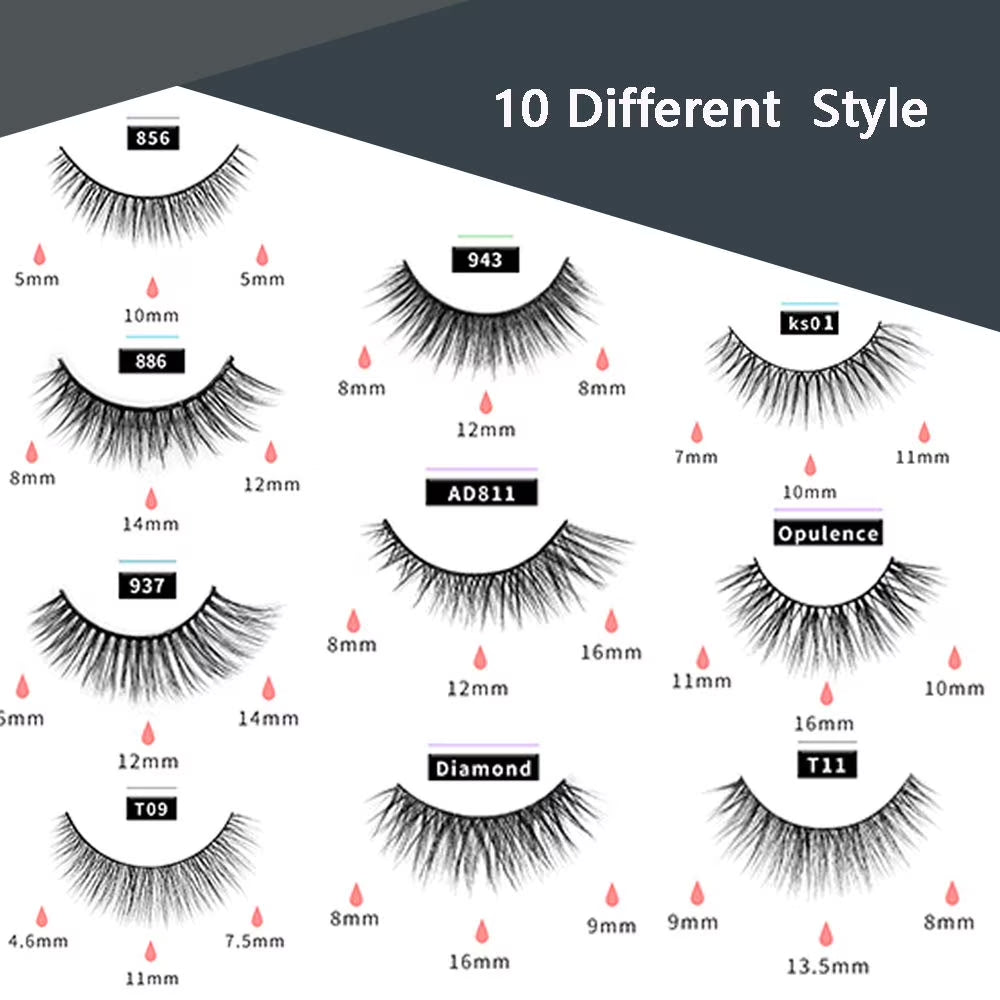Magnetic Eyelashes with Eyeliner Kit - 10 Pairs 3D 5D Magnetic Eyelashes and 2 Tubes Eyeliner with Tweezers Natural Look, Reusable False Lashes, No Glue Need