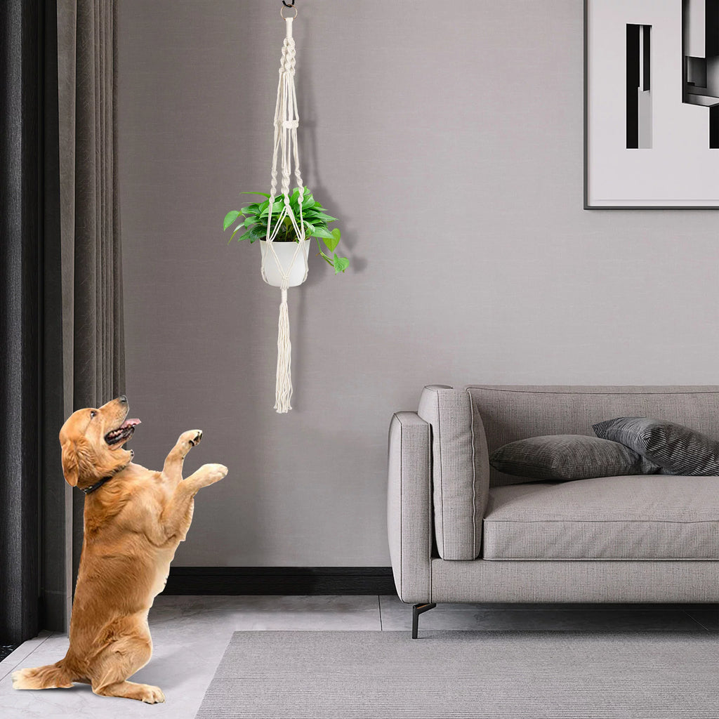 2Pcs Macrame Plant Hangers, Indoor Outdoor Hanging Planter Baskets, Decorative Flower Pot Holders for Succulents Cacti Herbs, Boho Home Decor