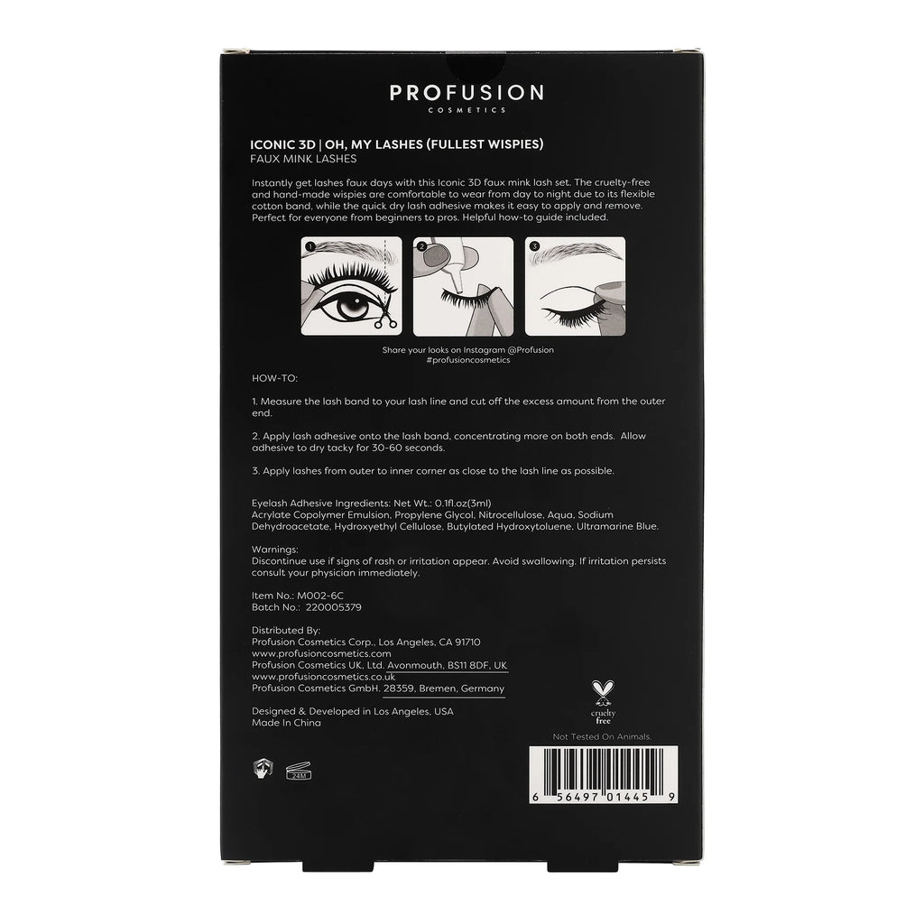 (2 Pack)  Cosmetics Iconic 3D Faux Mink Black Eyelashes 5 Pair- Blow Them