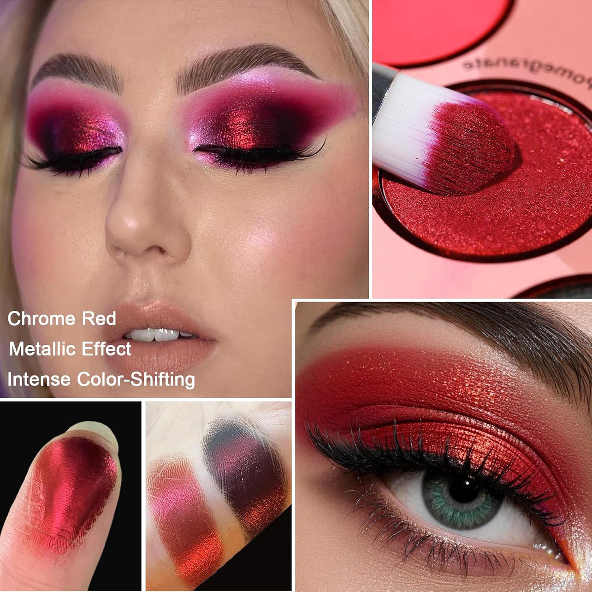 Red Eyeshadow Palette Makeup, Ultra Pigmented and Blending Bright Dark Hot True Red Black Eye Shade 12 Color, Cruelty Free Velvet Matte Shimmer Warm Fall Sunset Pink Goth Red Eye Shadow Pallet