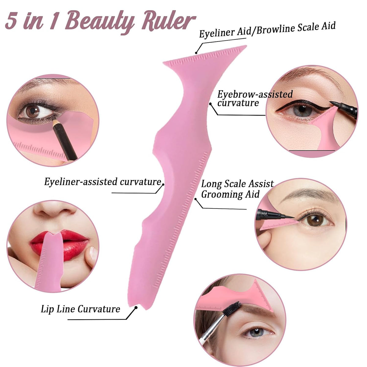 3PCS Eyeliner Stencils Mascara Shield Silicone Eyeliner Applicator Tool Multifunctional Makeup Tool Eyeshadow Lipstick Mascara Eyeliner Guide Wing Eyeliner Tool for Beginners(Pink)