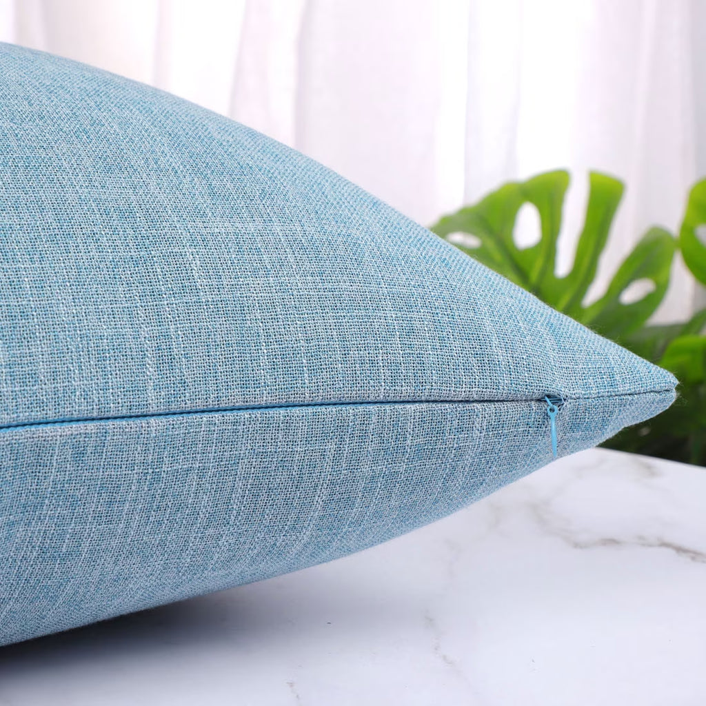 2 Pack Cotton Linen Throw Pillow Covers 18" X 18" Blue