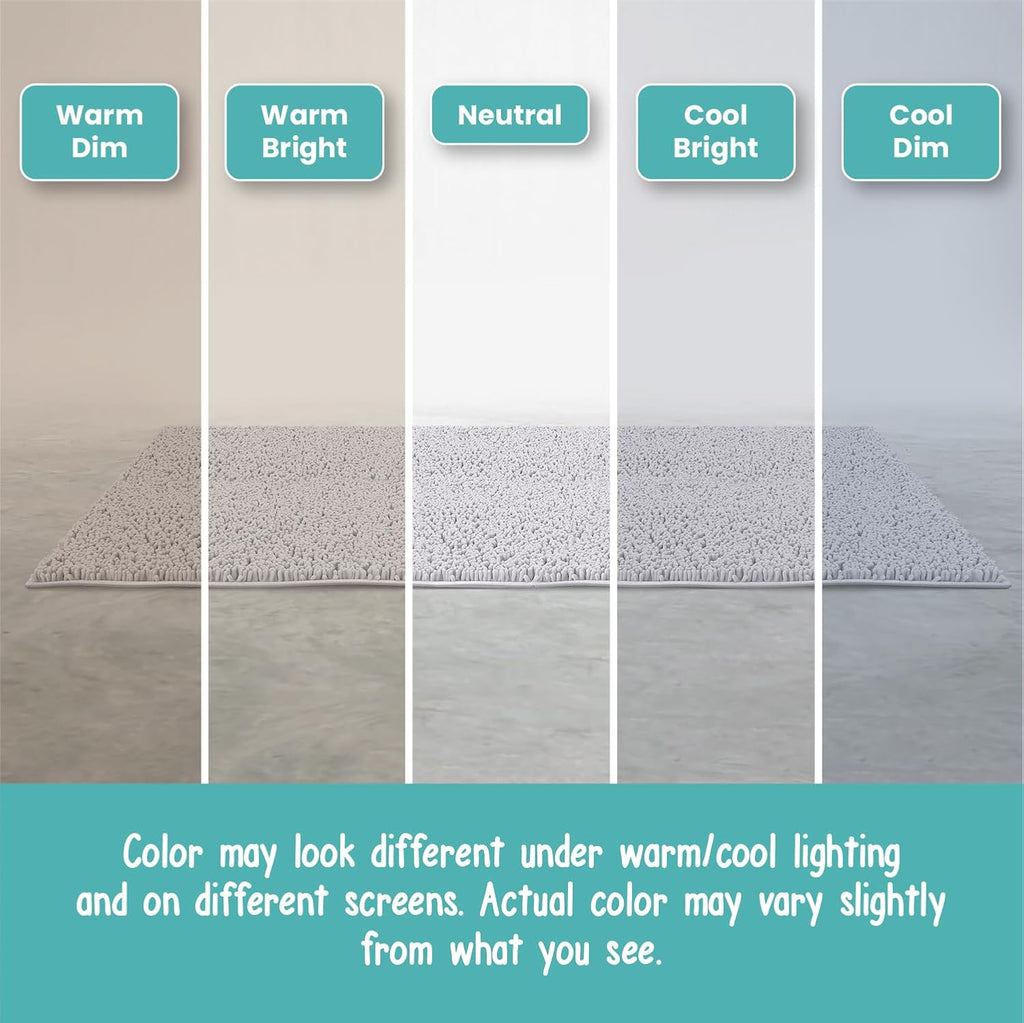 Standard 24"X21" U-Shaped Non-Slip Shaggy Chenille Toilet Contour Bathroom Rug with Water Absorbent, White