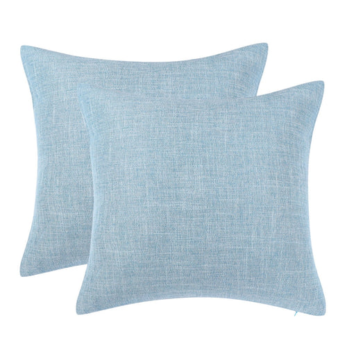 2 Pack Cotton Linen Throw Pillow Covers 18" X 18" Blue