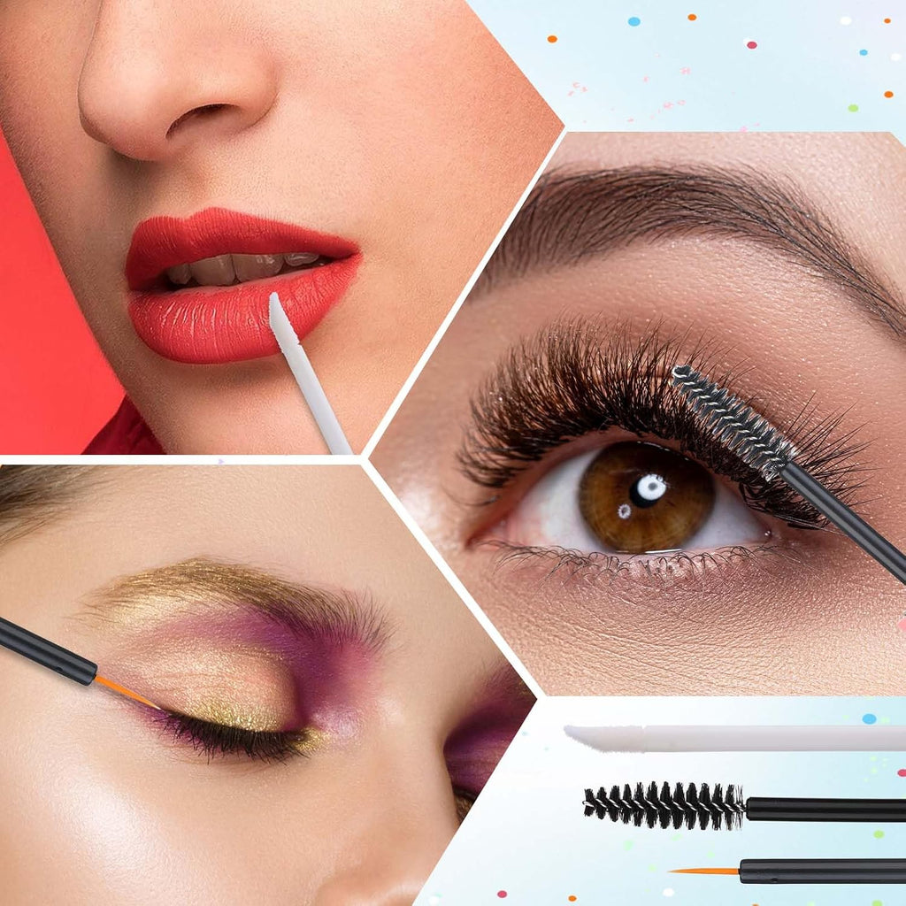 6 Pack 10Ml Empty Mascara Tube with Brush Wand, Clear Mascara Tube, Refillable Eyelash Cream Container DIY Cosmetics Bottle, Empty Eyeliner Tube and Empty Lip Gloss Tubes with Funnel(Black)