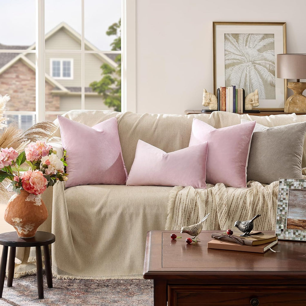 Sweet Lilac Velvet Throw Pillow Covers 16X16 Pack of 2