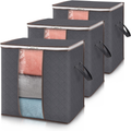 3 Pack 100L Clothes Storage Bins with Lids, Zippers, and Reinforced Handles.
