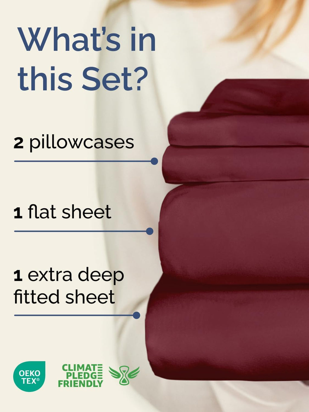 Extra Deep Twin Sheet Set - 4 Piece Breathable and Cooling Sheets - Hotel Luxury Bedding for Women, Men, Kids & Teens - Easy & Secure Fit - Soft, Wrinkle Free and Comfy - Extra Deep Pockets - Burgundy