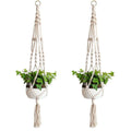 2Pcs Macrame Plant Hangers, Indoor Outdoor Hanging Planter Baskets, Decorative Flower Pot Holders for Succulents Cacti Herbs, Boho Home Decor