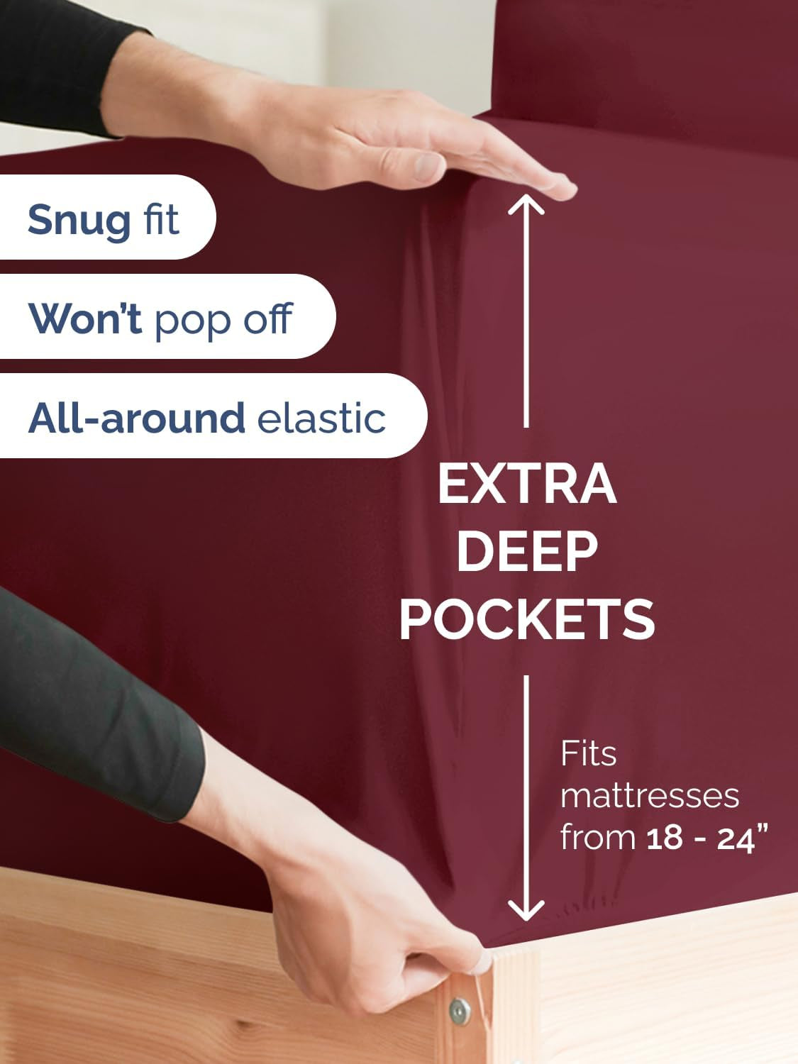 Extra Deep Twin Sheet Set - 4 Piece Breathable and Cooling Sheets - Hotel Luxury Bedding for Women, Men, Kids & Teens - Easy & Secure Fit - Soft, Wrinkle Free and Comfy - Extra Deep Pockets - Burgundy