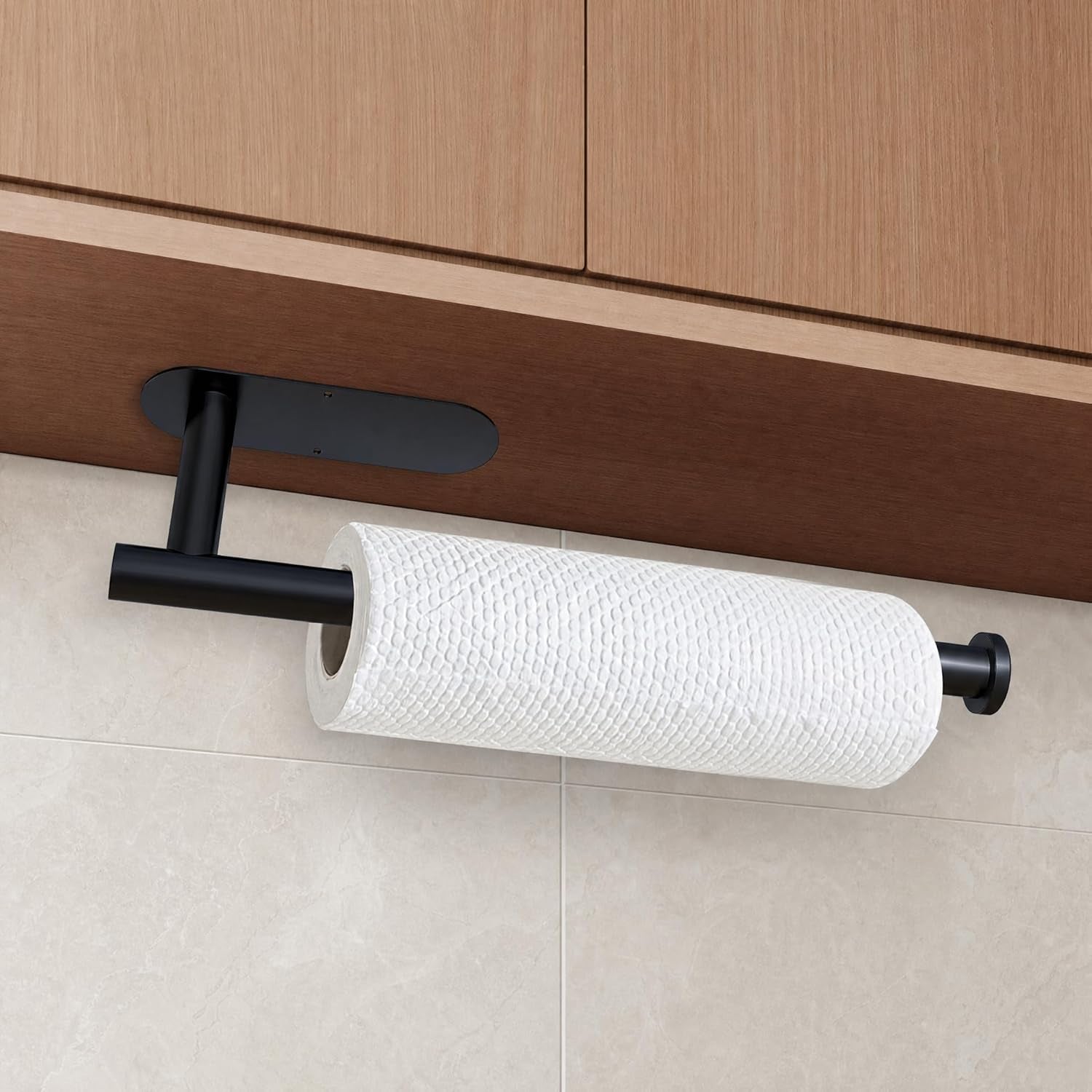 Paper Towel Holder under Cabinet Wall Mount for Kitchen Paper Towel, Self-Adhesive Paper Towel Bar, Paper Towel Rack, Stainless Steel 13 Inch