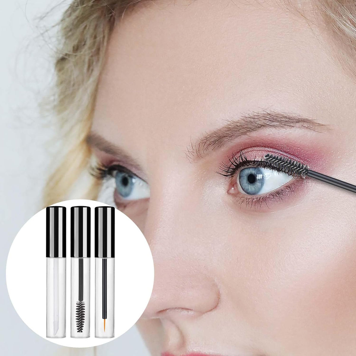 6 Pack 10Ml Empty Mascara Tube with Brush Wand, Clear Mascara Tube, Refillable Eyelash Cream Container DIY Cosmetics Bottle, Empty Eyeliner Tube and Empty Lip Gloss Tubes with Funnel(Black)