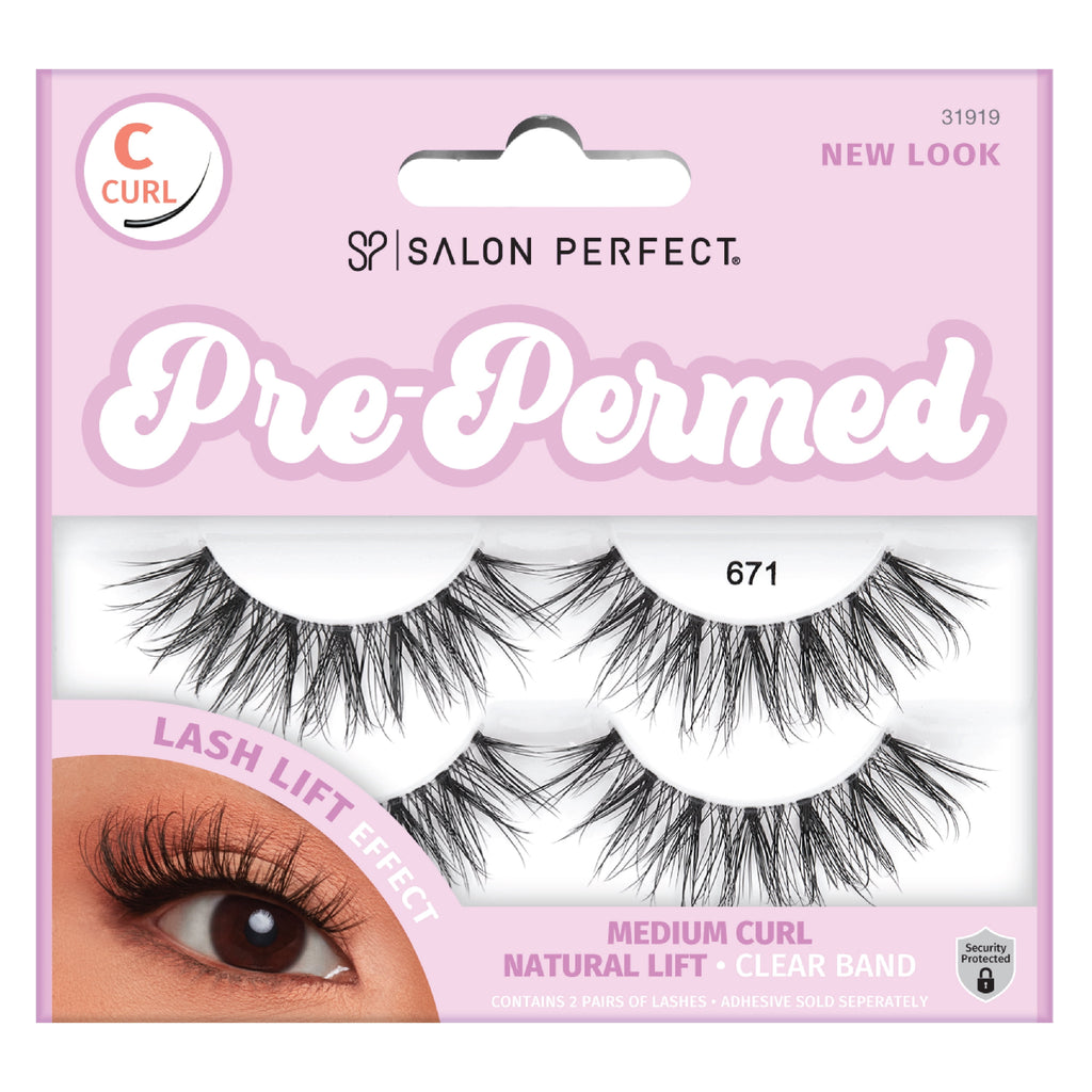 (4 Pack)  Pre-Permed Fake Lashes False Eyelashes, 671, Black, 2 Pairs