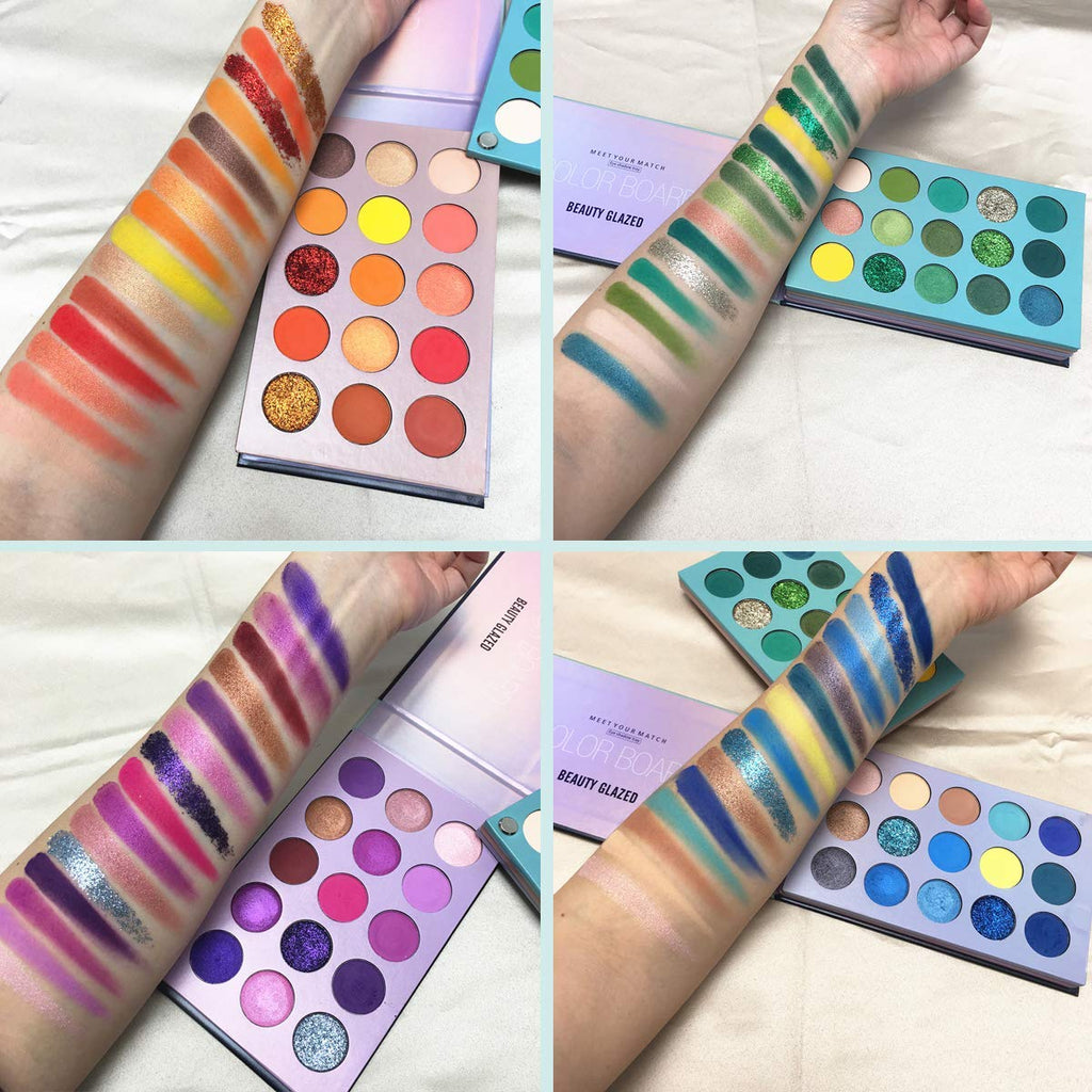 60 Colors Eyeshadow Palette 4 in 1 Color Board, Matte Glitter Shimmer