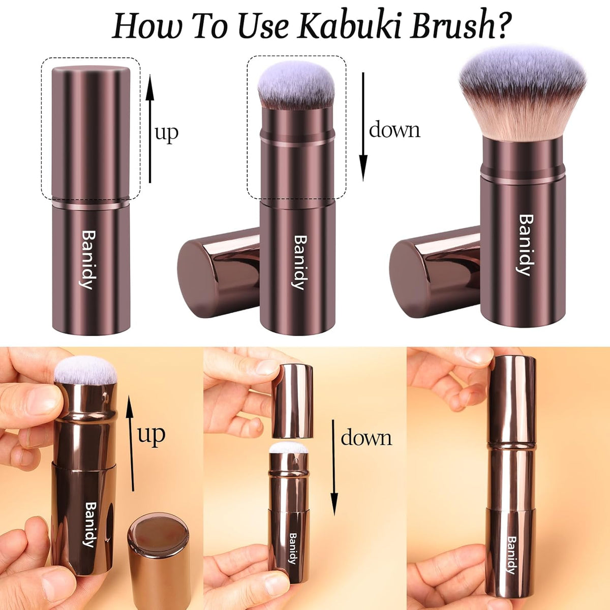 Makeup Brush Kabuki Retractable Face Brushes Travel Portable Blush Brush