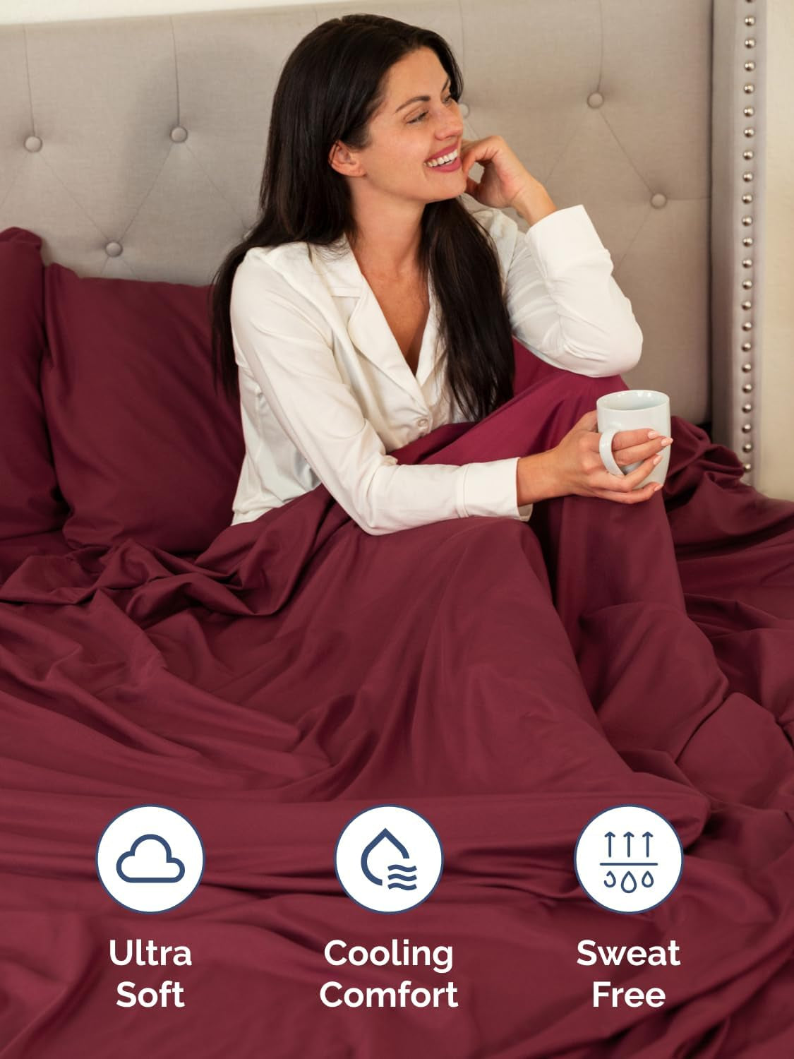 Extra Deep Twin Sheet Set - 4 Piece Breathable and Cooling Sheets - Hotel Luxury Bedding for Women, Men, Kids & Teens - Easy & Secure Fit - Soft, Wrinkle Free and Comfy - Extra Deep Pockets - Burgundy