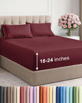 Extra Deep Twin Sheet Set - 4 Piece Breathable and Cooling Sheets - Hotel Luxury Bedding for Women, Men, Kids & Teens - Easy & Secure Fit - Soft, Wrinkle Free and Comfy - Extra Deep Pockets - Burgundy