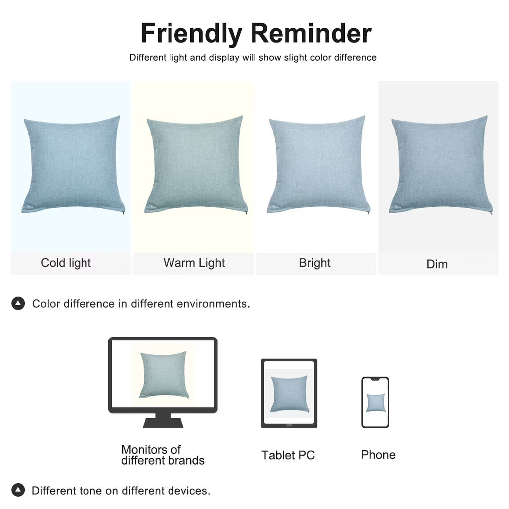 2 Pack Cotton Linen Throw Pillow Covers 18" X 18" Blue