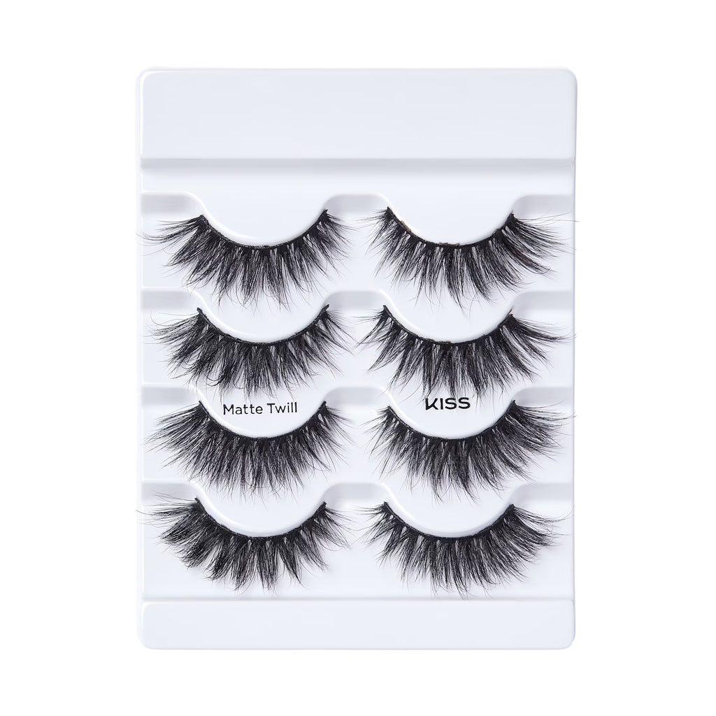 Lash Couture Matte Black Faux Mink False Eyelashes, Strip Lashes, Matte Twill, Black, 4 Pairs