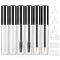 6 Pack 10Ml Empty Mascara Tube with Brush Wand, Clear Mascara Tube, Refillable Eyelash Cream Container DIY Cosmetics Bottle, Empty Eyeliner Tube and Empty Lip Gloss Tubes with Funnel(Black)