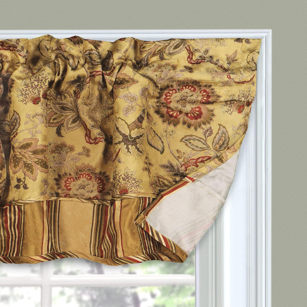 Traditions Navarra Farmhouse Scalloped Rod Pocket Valance for Windows in Bedroom, Kitchen, or Living Room, 52" X 16", Antique