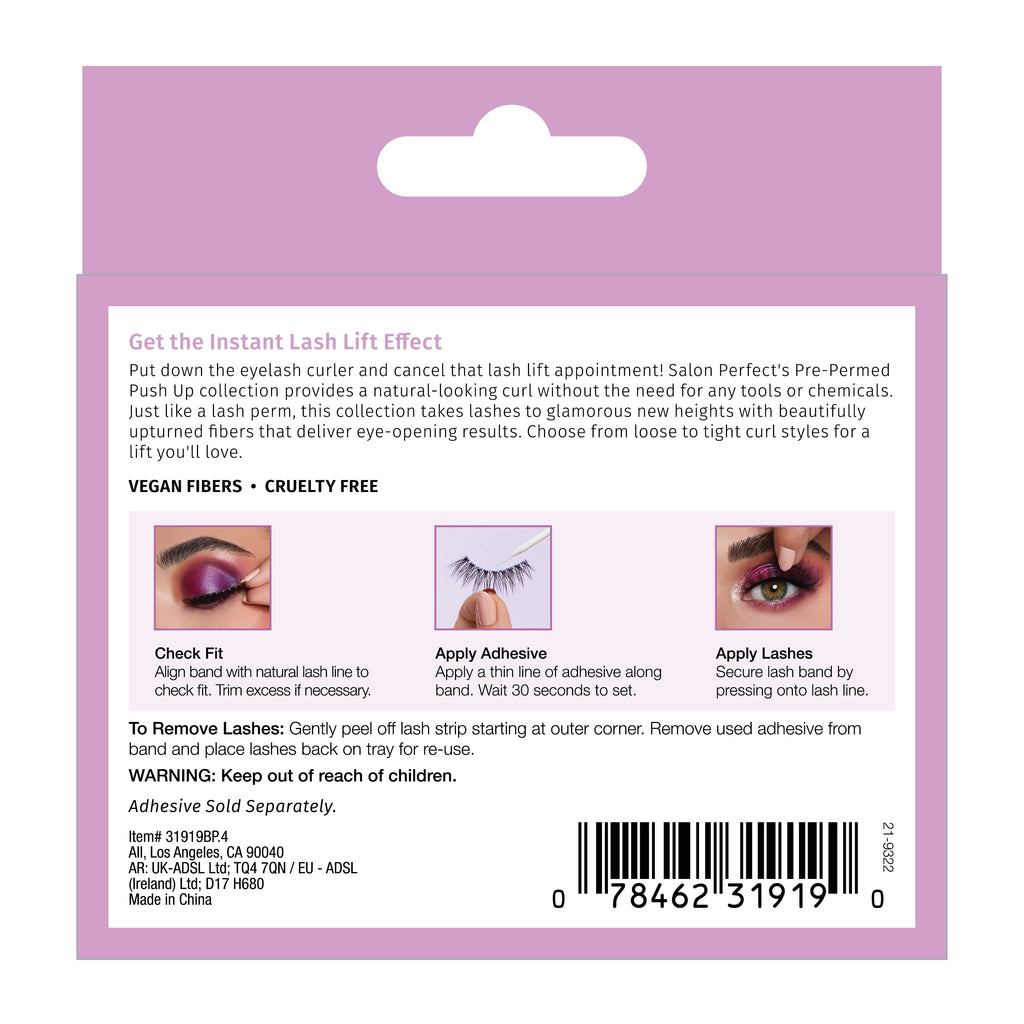 (4 Pack)  Pre-Permed Fake Lashes False Eyelashes, 671, Black, 2 Pairs
