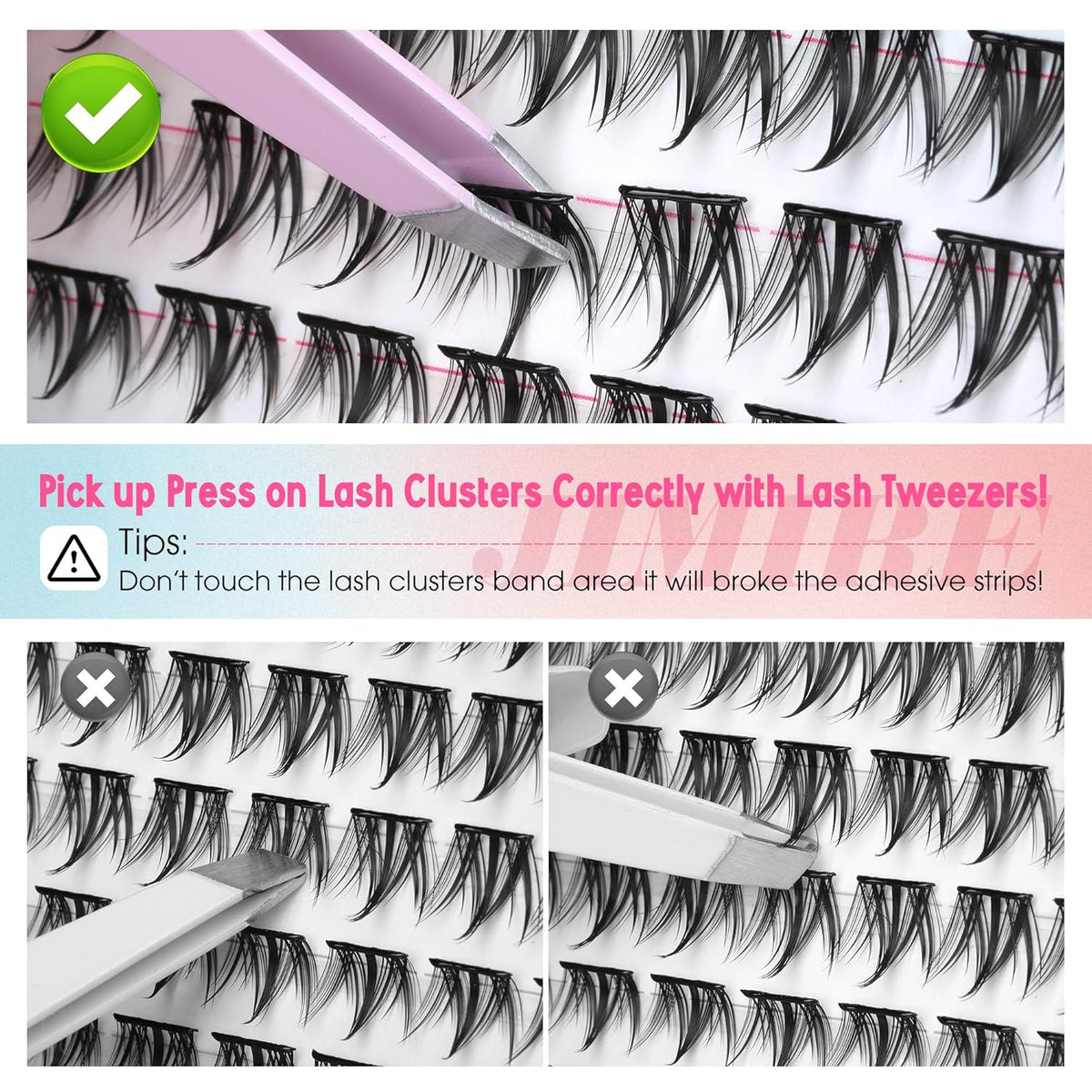 Manga Self Adhesive Eyelashes Natural Look 8-14MM Wispy Pre Glued Eyelashes Clusters Anime Lashes Clusters Wispy Reusable Self Adhesive Lash Clusters with Spiky by