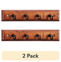 (2 Pack)  Antique Walnut Key Rail with 4 Satin Nickel Hooks, 8.75 In, 2 Lb Capacity, 1 Pack
