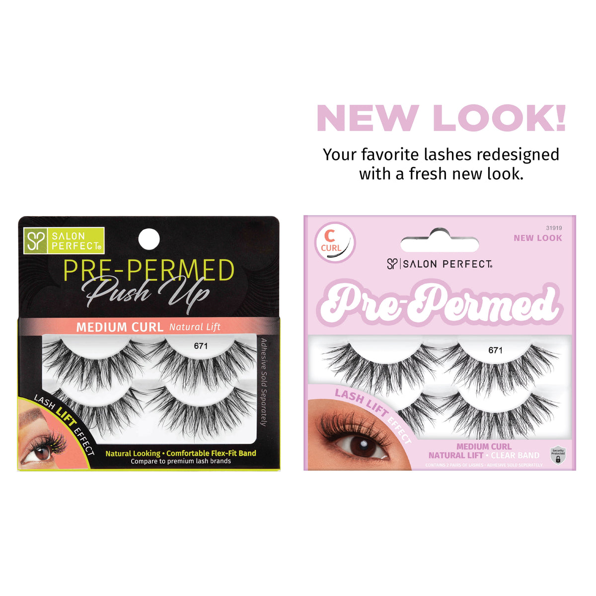 (4 Pack)  Pre-Permed Fake Lashes False Eyelashes, 671, Black, 2 Pairs