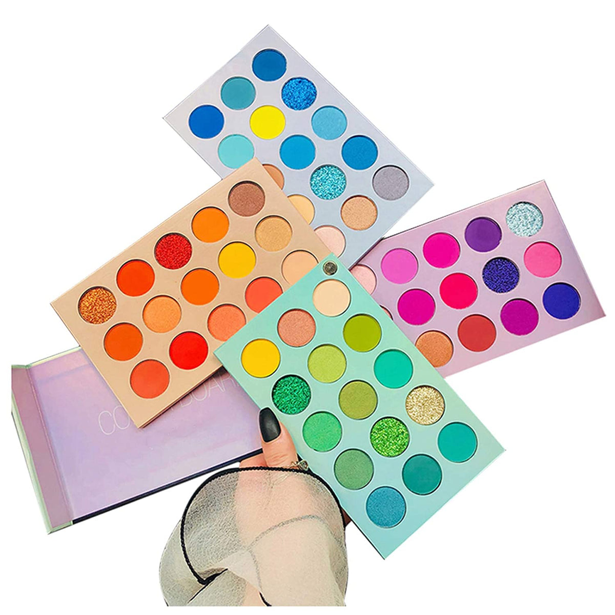 60 Colors Eyeshadow Palette 4 in 1 Color Board, Matte Glitter Shimmer