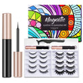 Magnetic Eyelashes with Eyeliner Kit - 10 Pairs 3D 5D Magnetic Eyelashes and 2 Tubes Eyeliner with Tweezers Natural Look, Reusable False Lashes, No Glue Need