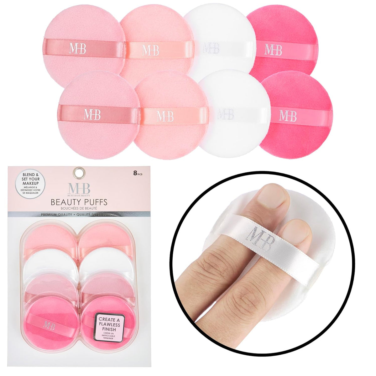 8Pc round Beauty Buff Blender Set - Flawless Finish Makeup Sponges