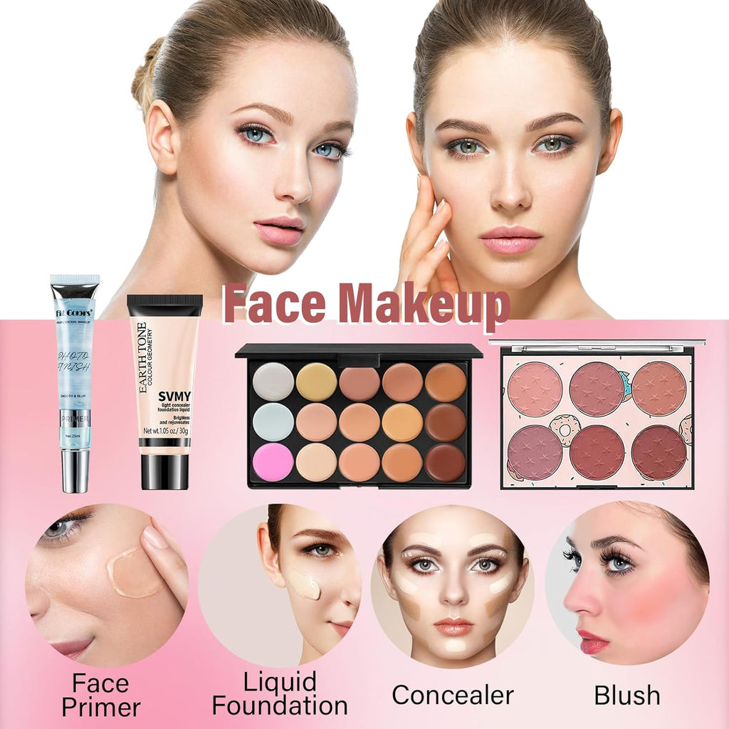 Makeup Set for Women, Makeup Kit for Beginners Teen Girls, Makeup Gift Set for Teens, Makeup Kit for Girls, Eyeshadow Palette, Lip Gloss, Face & Eye Make Up