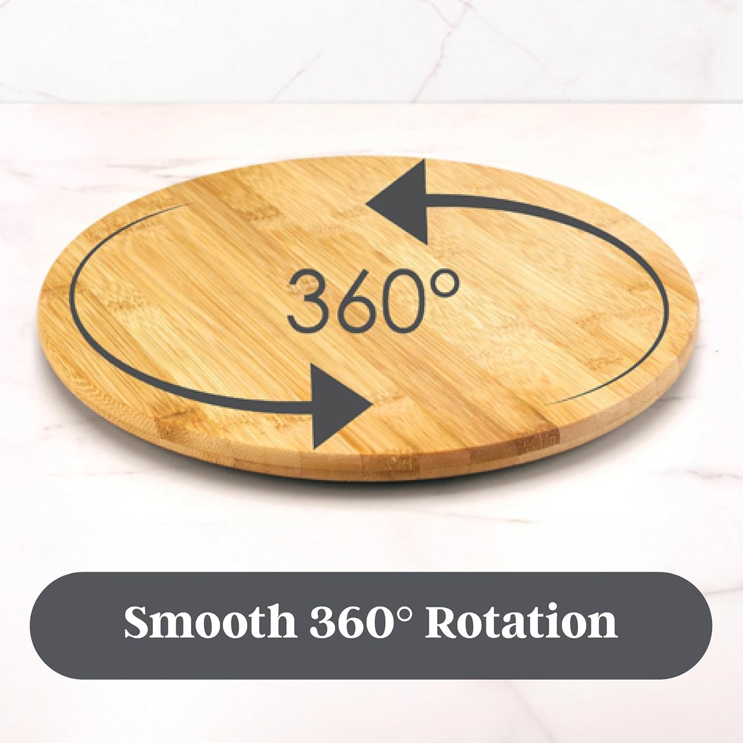 14 Inch Bamboo Lazy Susan Turntable for Kitchen & Table Top | Keep Spices, Sauces, Condiments, and Seasonings within Reach. Sized for Kitchen Cabinets, Pantries, Counters, and Table Tops.