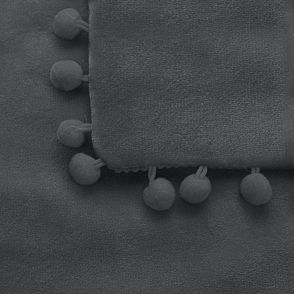 Velvet Pillow Cover with Pompoms for Sofa 1PCS Dark Gray 20X20Inch